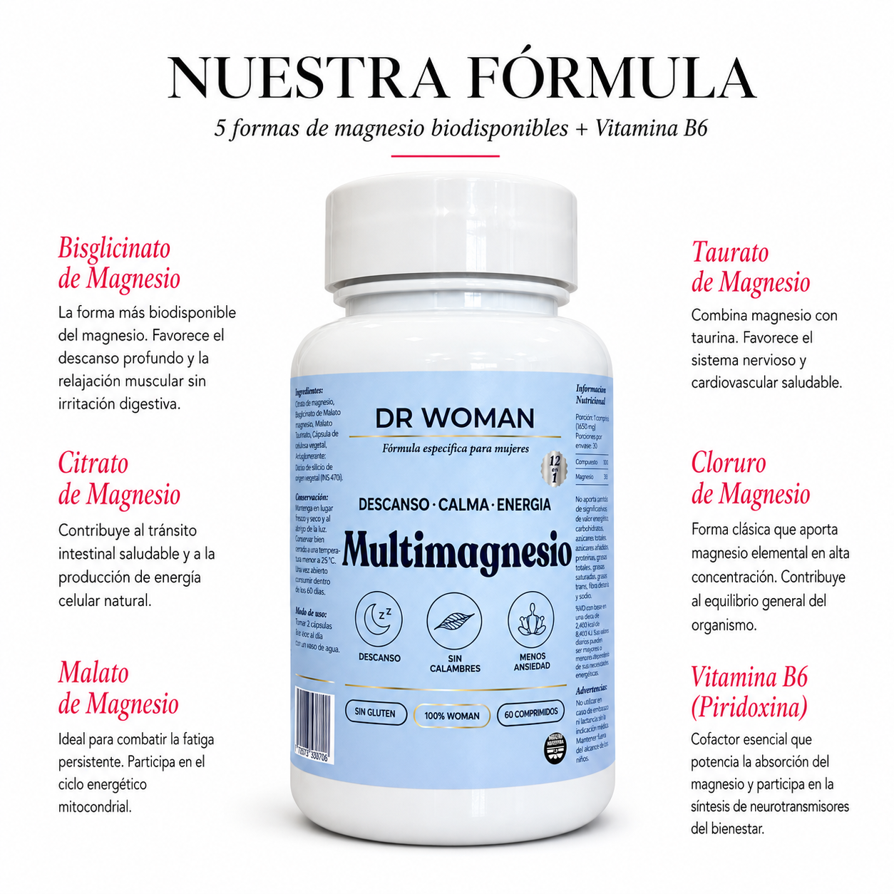 MULTIMAGNESIO 12 en 1 · Tratamiento para Descanso, Calma y Energía